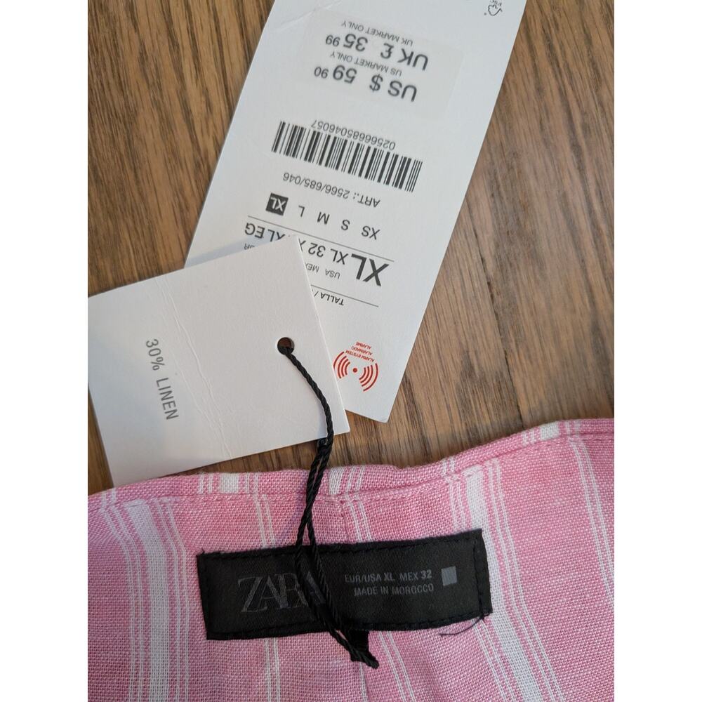ZARA NWT Women's XL Skirt Maxi Asymmetrical Linen Pink - Picture 8 of 8